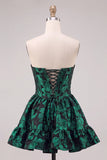 Corsetto verde scuro Camicamito floreale senza spalline A Bed Abito corto da fine scuola
