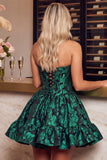 Corsetto verde scuro Camicamito floreale senza spalline A Bed Abito corto da fine scuola