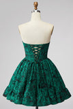 Corsetto verde scuro Camicamito floreale senza spalline A Bed Abito corto da fine scuola