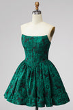 Corsetto verde scuro Camicamito floreale senza spalline A Bed Abito corto da fine scuola