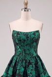 Corsetto verde scuro Camicamito floreale senza spalline A Bed Abito corto da fine scuola