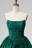 Corsetto verde scuro Camicamito floreale senza spalline A Bed Abito corto da fine scuola