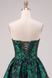 Corsetto verde scuro Camicamito floreale senza spalline A Bed Abito corto da fine scuola