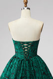 Corsetto verde scuro Camicamito floreale senza spalline A Bed Abito corto da fine scuola