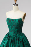 Corsetto verde scuro Camicamito floreale senza spalline A Bed Abito corto da fine scuola