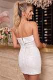 Abito mini del ritorno a casa con paillettes bodycon senza spalline rosa