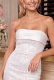 Abito mini del ritorno a casa con paillettes bodycon senza spalline rosa