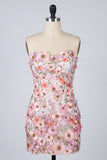 Mini abito di ritorno a casa Bodycon Brushed Rosa Floreale