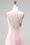 Abito corto da fine rosa a corto a scollo a V ricamato a flore Bodycon