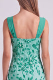 Abito corto di cocktail corto con floreale con perline e paillettes azzurro cielo con perline
