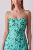 Vestito corto di cocktail con spalline fucsia con spalline a spalline floreali