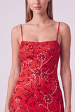 Vestito corto di cocktail con spalline fucsia con spalline a spalline floreali