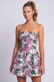 Vestito corto di cocktail a strapless a linea stampato a fiori a linea chiara a fiori