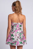 Vestito corto di cocktail a strapless a linea stampato a fiori a linea chiara a fiori