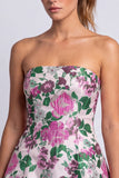 Vestito corto di cocktail a strapless a linea stampato a fiori a linea chiara a fiori