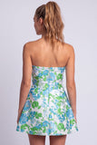 Vestito corto di cocktail a strapless a linea stampato a fiori a linea chiara a fiori