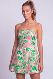 Vestito corto di cocktail a strapless a linea stampato a fiori a linea chiara a fiori