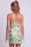 Vestito corto di cocktail a strapless a linea stampato a fiori a linea chiara a fiori