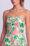 Vestito corto di cocktail a strapless a linea stampato a fiori a linea chiara a fiori