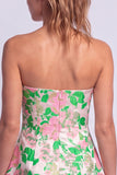 Vestito corto di cocktail a strapless a linea stampato a fiori a linea chiara a fiori