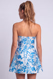 Vestito corto di cocktail a strapless a linea stampato a fiori a linea chiara a fiori