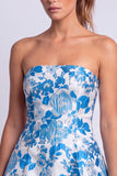 Vestito corto di cocktail a strapless a linea stampato a fiori a linea chiara a fiori
