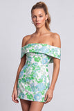 Vestito corto corto da cocktail bodycon senza spalline, stampato a fiori