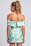 Vestito corto corto da cocktail bodycon senza spalline, stampato a fiori
