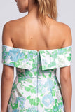 Vestito corto corto da cocktail bodycon senza spalline, stampato a fiori