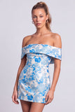 Vestito corto corto da cocktail bodycon senza spalline, stampato a fiori