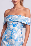 Vestito corto corto da cocktail bodycon senza spalline, stampato a fiori