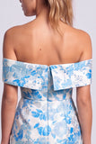 Vestito corto corto da cocktail bodycon senza spalline, stampato a fiori