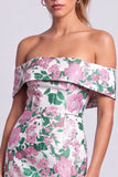 Vestito corto corto da cocktail bodycon senza spalline, stampato a fiori