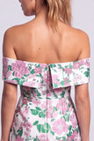 Vestito corto corto da cocktail bodycon senza spalline, stampato a fiori