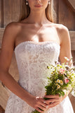 Perle senza spalline in Pizzo d'Avorio Abito corto da bridal shower con fiocco