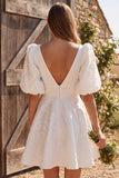 Abito da bridal shower corto in linea scollo Jacquard a scollo a V