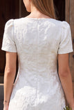 Abito da bridal shower corto Bodycon Jacquard Bateau con scollo in avorio