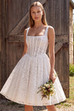 Corsetto Avorio con scollo quadrato in pizzo per abito corto da bridal shower corto