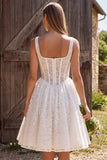 Corsetto Avorio con scollo quadrato in pizzo per abito corto da bridal shower corto
