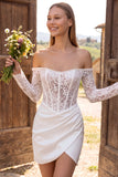 Corsetto color avorio scollato con perle in pizzo arriccito abito da bridal shower corto