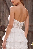 Abito da bridal lungo senza spalline a A-Line con spalline in avorio con pizzo