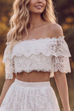 Abito da bridal shower lungo a livelli a due pezzi a due pezzi con spalle spuntate e volant