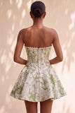 Corsetto perla verde chiaro A-line Vita basca senza spalline Abito corto da homecoming