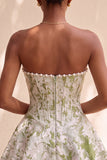 Corsetto perla verde chiaro A-line Vita basca senza spalline Abito corto da homecoming