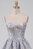 Corsetto azzurro chiaro Abito corto per il ritorno a casa con strass