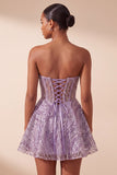 Corsetto trasparente Lila A Short Walkless Abito di Homecoming con paillettes