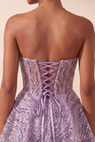 Corsetto trasparente Lila A Short Walkless Abito di Homecoming con paillettes