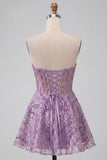 Corsetto trasparente Lila A Short Walkless Abito di Homecoming con paillettes