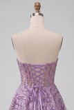 Corsetto trasparente Lila A Short Walkless Abito di Homecoming con paillettes