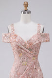 Blush Bodycon Vestito corto floreale a spalle fredde per il ritorno a casa con ricamo